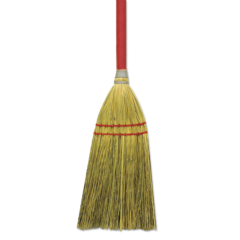 Boardwalk Blended Straw Toy Broom, Red Headband, 24" Red Wooden Handle, 12/Carton - BWKBR10018