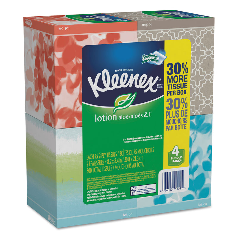 Kleenex Lotion Facial Tissue, 2-Ply, White, 65 Sheets/Box, 4 Boxes/Pack, 8 Packs/Carton - KCC50174CT