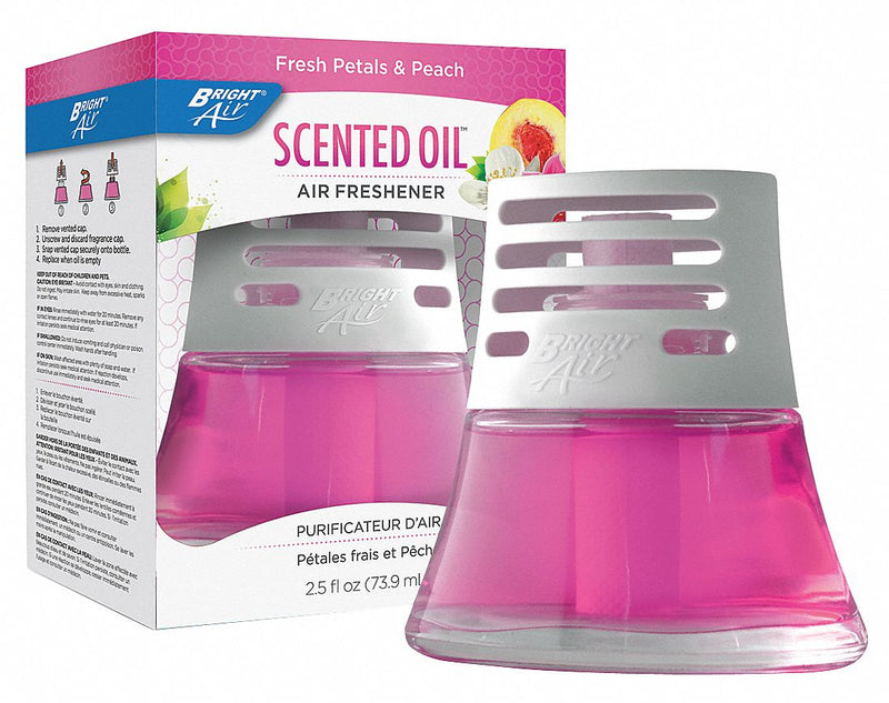 Bright Air Surface and Air Deodorants, Jar, 2.5 oz, Liquid, Fresh Petals and Peach, PK 6 - BRI 900134