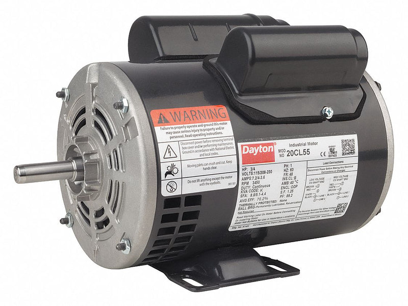 Dayton 1/4 HP, General Purpose Motor, Capacitor-Start/Run, 1725 Nameplate RPM, 115/208-230 Voltage - 103815