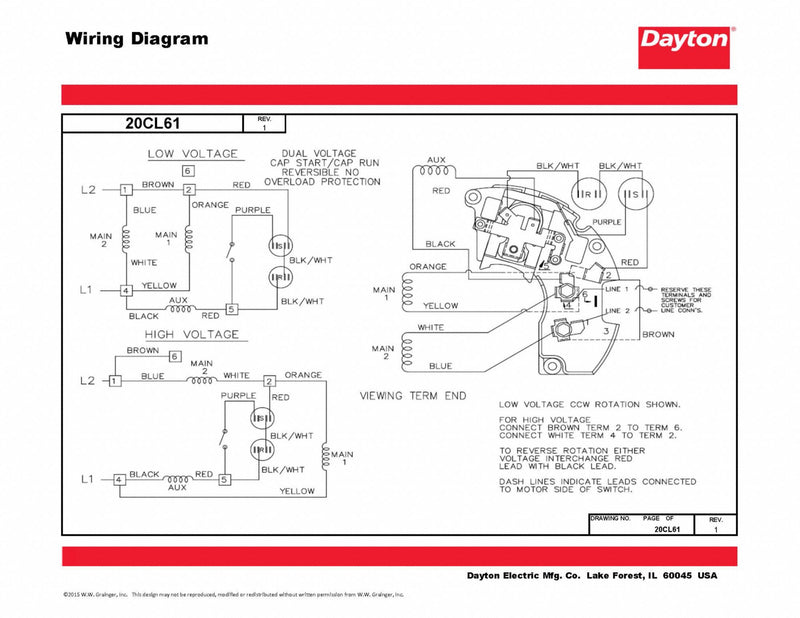 Dayton 1/3 HP, General Purpose Motor, Capacitor-Start/Run, 1725 Nameplate RPM, 115/208-230 Voltage - 103813