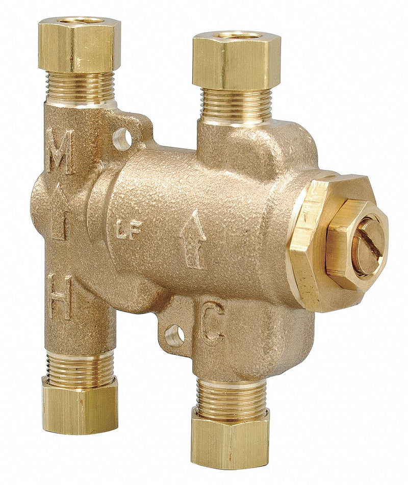 Watts 3/8 in Compression Inlet Type Mixing Valve, Low-Lead Brass, 0.5 to 2.5 gpm - 3/8 LFUSGB-M2