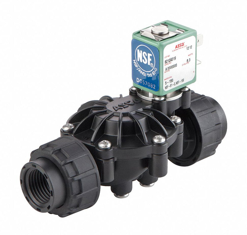 ASCO NSF 61 Listed Plastic, PPE+PA Solenoid Valve, 2-Way/2-Position Valve Design, Normally Open - K212A044S0100F2