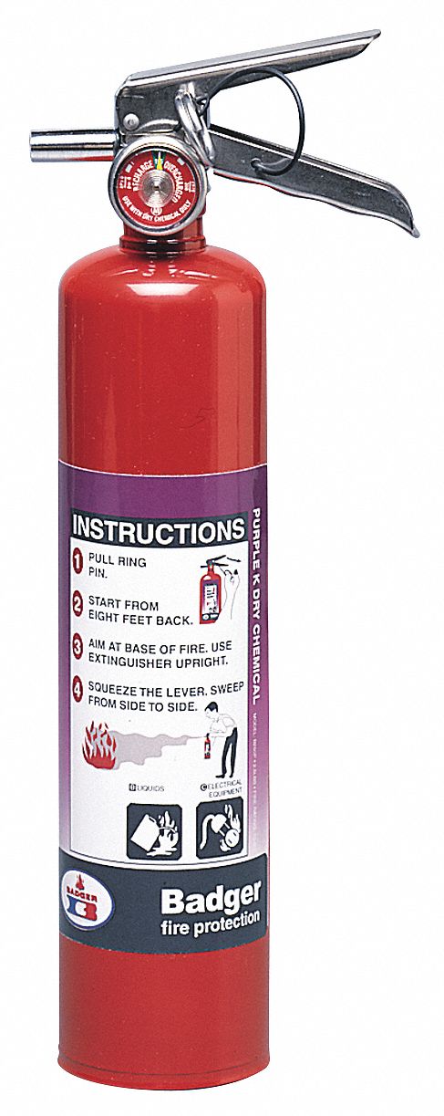 Badger Fire Extinguisher, Dry Chemical, Purple K, 2.5 lb, 10B:C UL Rating - B250P