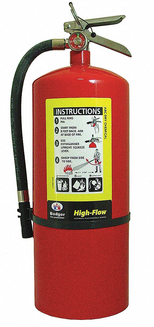 Badger Fire Extinguisher, Dry Chemical, Monoammonium Phosphate, 20 lb, 4A:60B:C UL Rating - B20M-1-HF