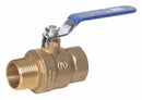 Top Brand Ball Valve, Brass, Inline, 2-Piece, Pipe Size 3/8 in, Connection Type FNPT x MNPT - 6GD22