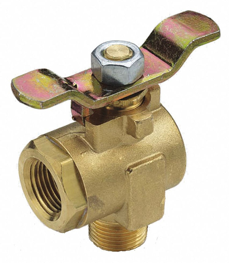 Top Brand Ball Valve, Brass, Angle, 2-Piece, Pipe Size 1/2 in, Connection Type FNPT x MNPT - XV590P-8