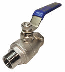 Top Brand Ball Valve, 316 Stainless Steel, Inline, 2-Piece, Pipe Size 1 in, Connection Type FNPT x MNPT - G-SSVM-100NLH