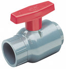 Spears Compact Ball Valve, CPVC, Inline, 1-Piece, Pipe Size 3/4 in, Connection Type Socket x Socket - 2132-007C