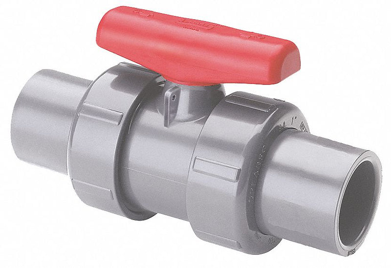 Spears Ball Valve, CPVC, Inline, 3-Piece, Pipe Size 3/4 in, Connection Type Socket x Socket - 3632R-007C
