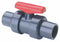 Spears Ball Valve, PVC, Inline, 3-Piece, Pipe Size 1 1/2 in, Connection Type Socket x Socket - 3622R-015