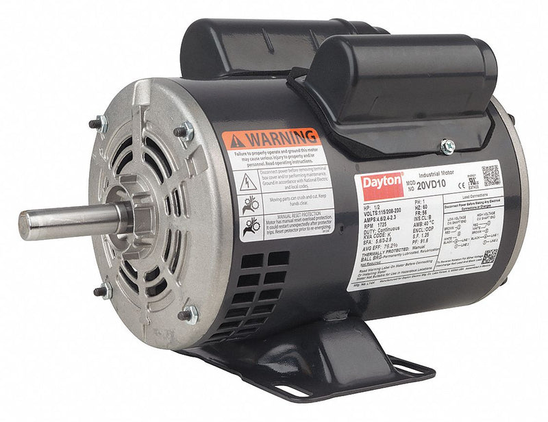 Dayton 3/4 HP, General Purpose Motor, Capacitor-Start/Run, 1725 Nameplate RPM, 115/208-230 Voltage - 119156