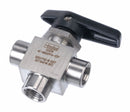 Parker Ball Valve, 316 Stainless Steel, 3-Way, 1-Piece, Pipe Size 1/4 in - 4F-MB6XPFA-SSP