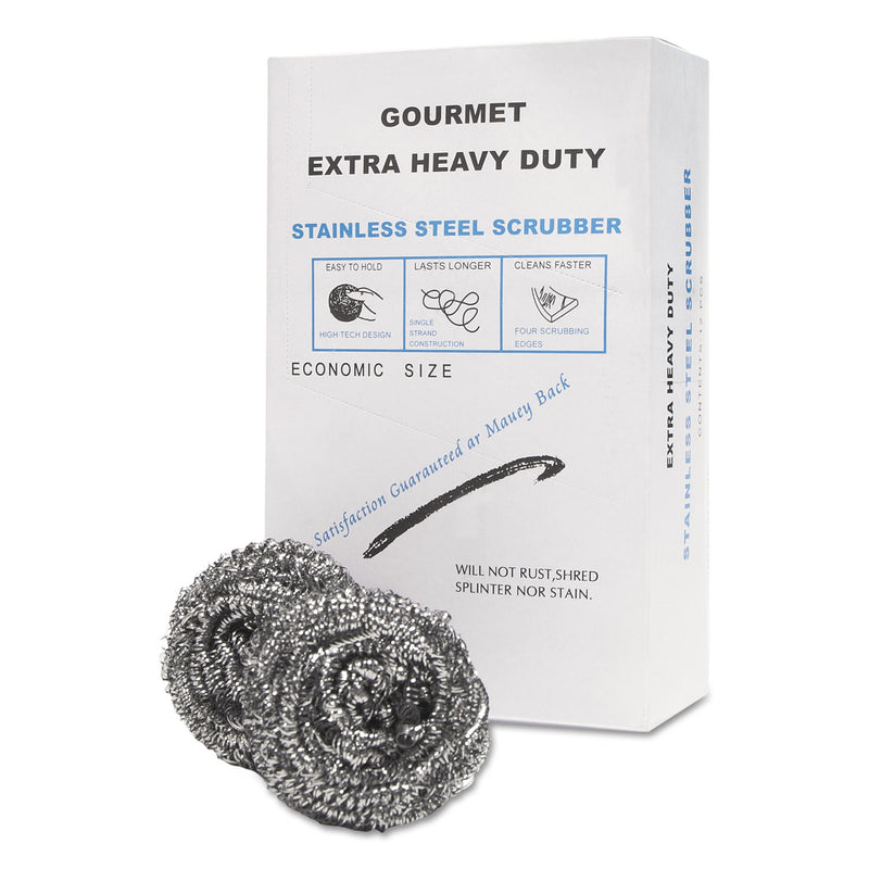 GEN Stainless Steel Scrubber, 12/Box, 6 Boxes/Carton - GENSCRUBBER