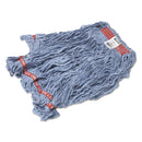 Rubbermaid Swinger Loop Wet Mop Heads, Cotton/Synthetic, Blue, Large, 6/Carton - RCPC113BLU