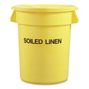 Rubbermaid Round Brute Container With "Trash Only" Imprint, Plastic, 33 Gal, Yellow - RCP263957YEL