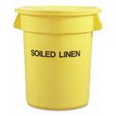 Rubbermaid Round Brute Container With "Trash Only" Imprint, Plastic, 33 Gal, Yellow - RCP263957YEL