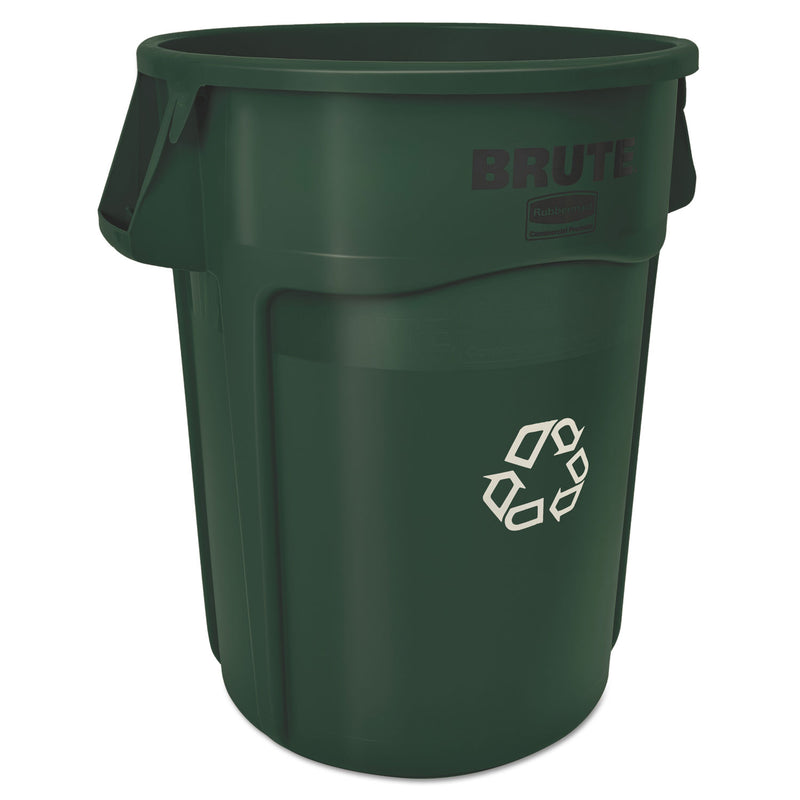 Rubbermaid Brute Recycling Container, Round, 44 Gal, Dark Green - RCP1926829