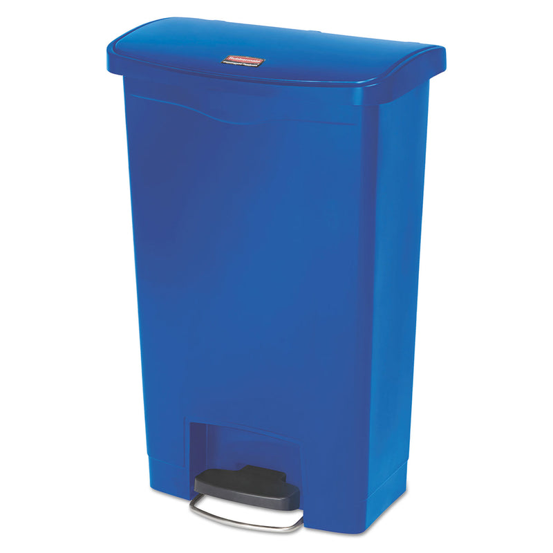 Rubbermaid Slim Jim Resin Step-On Container, Front Step Style, 13 Gal, Blue - RCP1883593