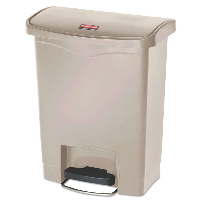 Rubbermaid Slim Jim Resin Step-On Container, Front Step Style, 8 Gal, Beige - RCP1883456