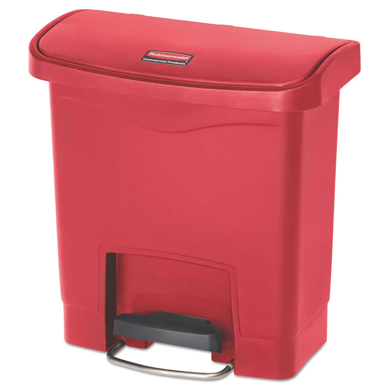 Rubbermaid Slim Jim Resin Step-On Container, Front Step Style, 4 Gal, Red - RCP1883563