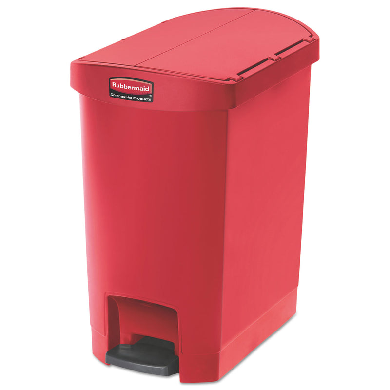 Rubbermaid Slim Jim Resin Step-On Container, End Step Style, 8 Gal, Red - RCP1883565