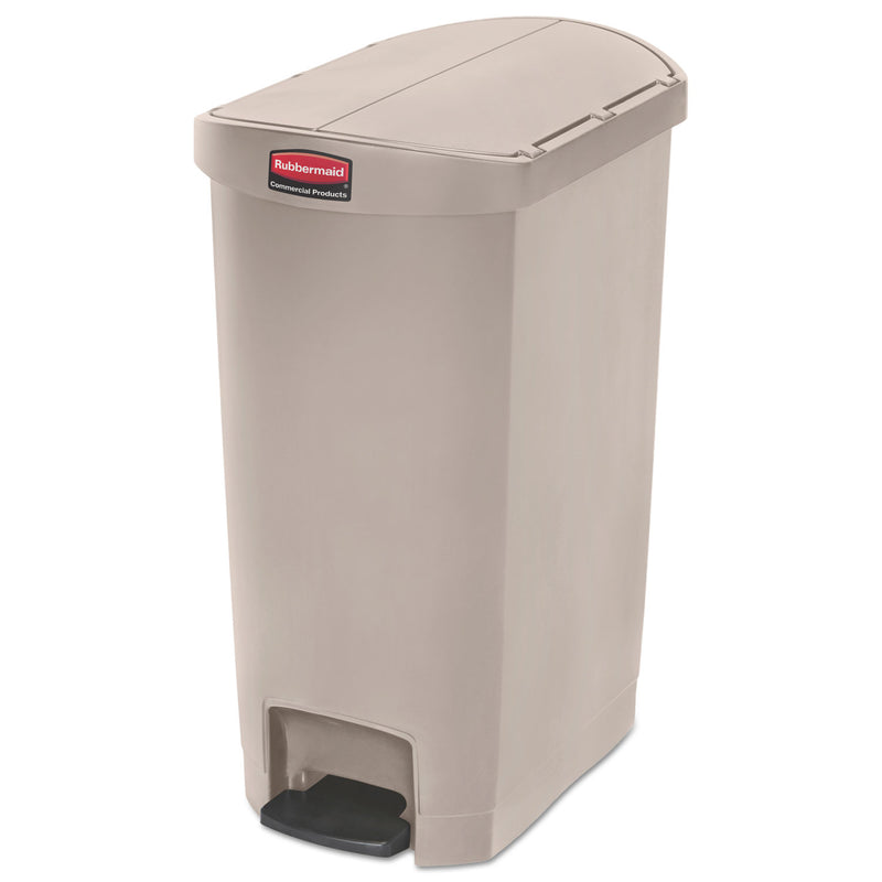 Rubbermaid Slim Jim Resin Step-On Container, End Step Style, 13 Gal, Beige - RCP1883459