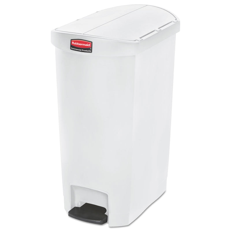 Rubbermaid Slim Jim Resin Step-On Container, End Step Style, 13 Gal, White - RCP1883558