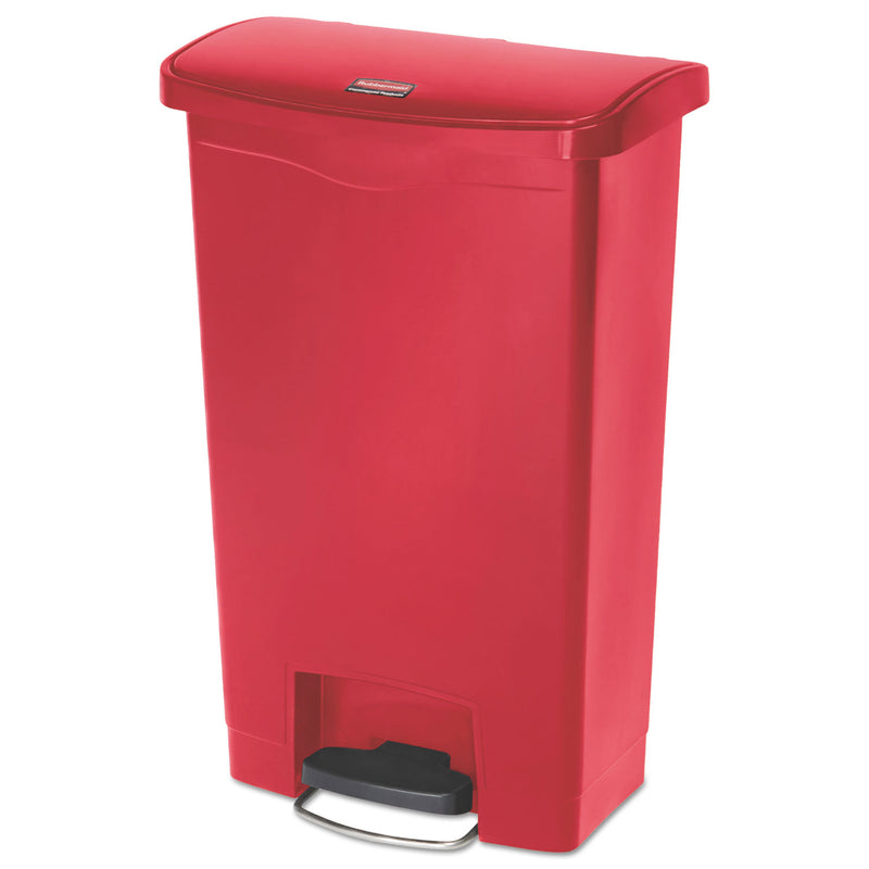 Rubbermaid Slim Jim Resin Step-On Container, Front Step Style, 13 Gal, Red - RCP1883566