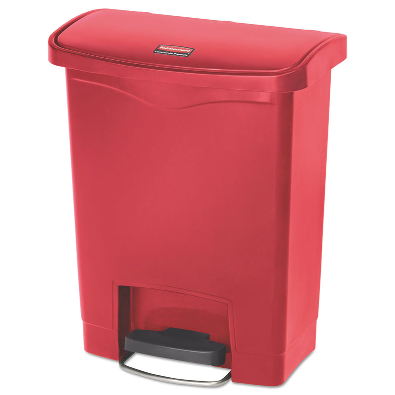 Rubbermaid Slim Jim Resin Step-On Container, Front Step Style, 8 Gal, Red - RCP1883564