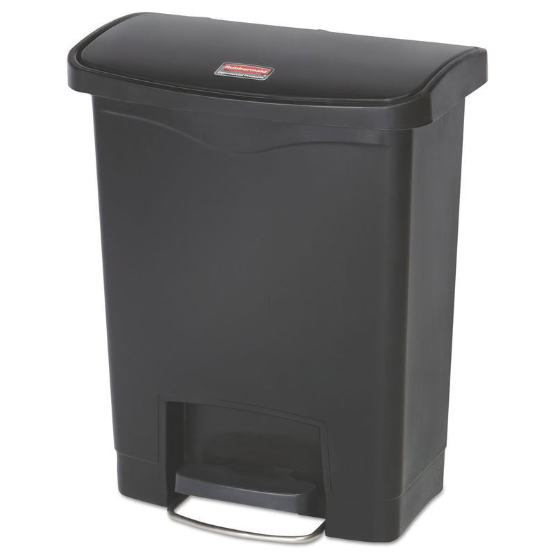 Rubbermaid Slim Jim Resin Step-On Container, Front Step Style, 8 Gal, Black - RCP1883609