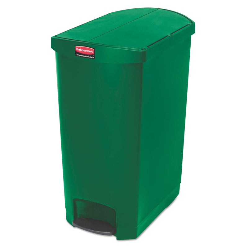 Rubbermaid Slim Jim Resin Step-On Container, End Step Style, 24 Gal, Green - RCP1883589