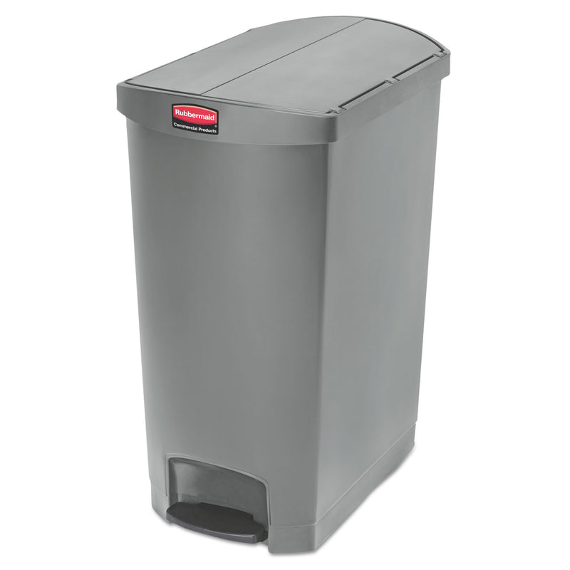 Rubbermaid Slim Jim Resin Step-On Container, End Step Style, 24 Gal, Gray - RCP1883607