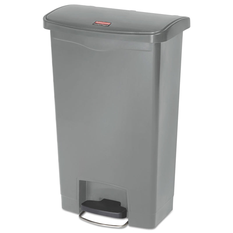 Rubbermaid Slim Jim Resin Step-On Container, Front Step Style, 13 Gal, Gray - RCP1883602