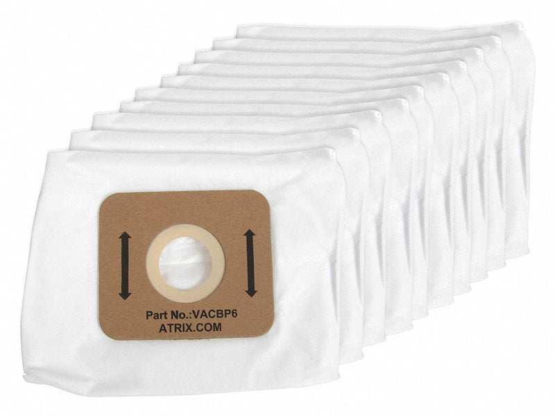 Atrix Vacuum Bag, Cloth, 3-Ply, HEPA Bag Filtration Type, For Vacuum Type Backpack Vacuum - VACBP6-10P