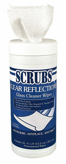 Scrubs 98556 - Glass Cleaner Wipes Canister White PK6
