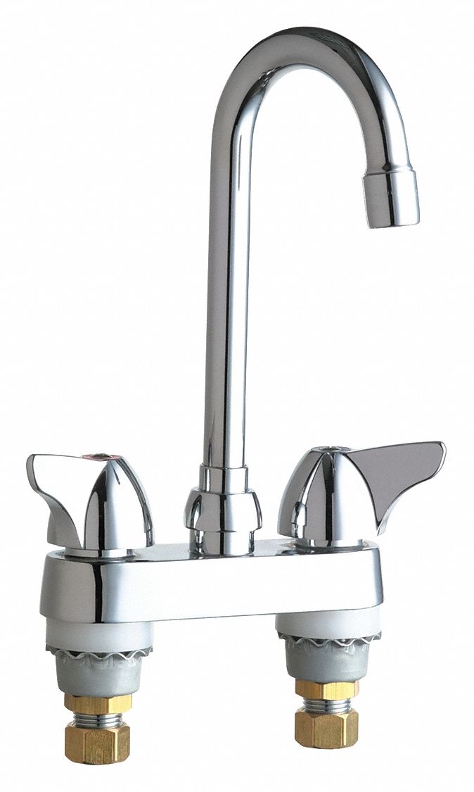 Chicago Faucets Chrome, Gooseneck, Bathroom Sink Faucet, Manual Faucet Activation, 2.2 gpm - 1895-ABCP