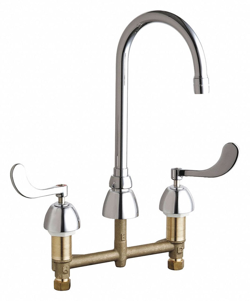 Chicago Faucets Chrome, Gooseneck, Kitchen Sink Faucet, Bathroom Sink Faucet, Manual Faucet Activation, 2.20 gpm - 786-E3ABCP