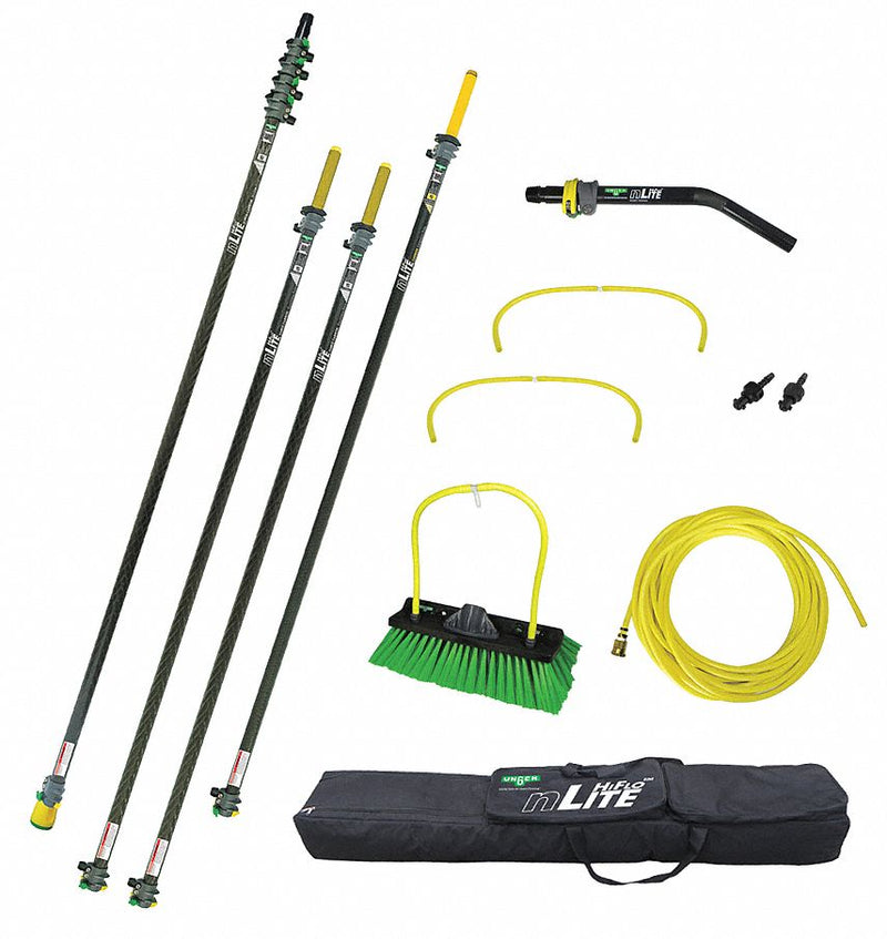 Unger Water Fed Pole Kit, Nylon bristles, 55' L - NLKU3