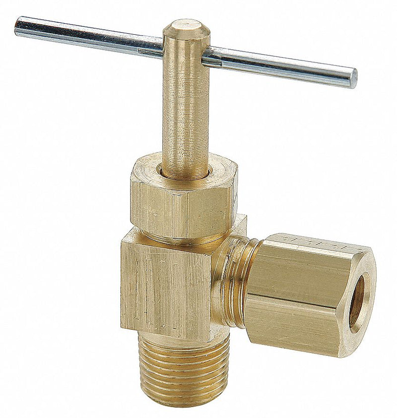 Parker Needle Valve, Angled, 1/8x1/4, Compression - NV104C-4-2