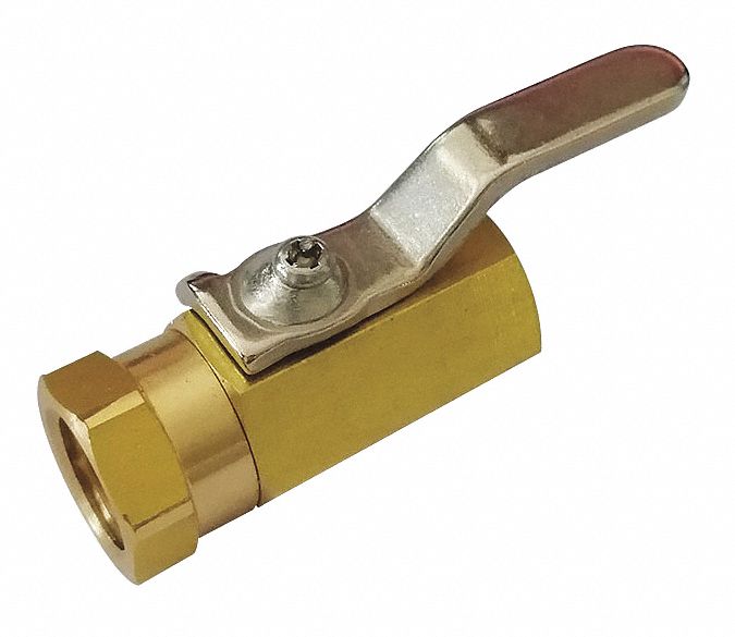 Top Brand Mini Ball Valve, Brass, Inline, 1-Piece, Pipe Size 1/8 in, Connection Type FNPT x FNPT - G-FMFP-12