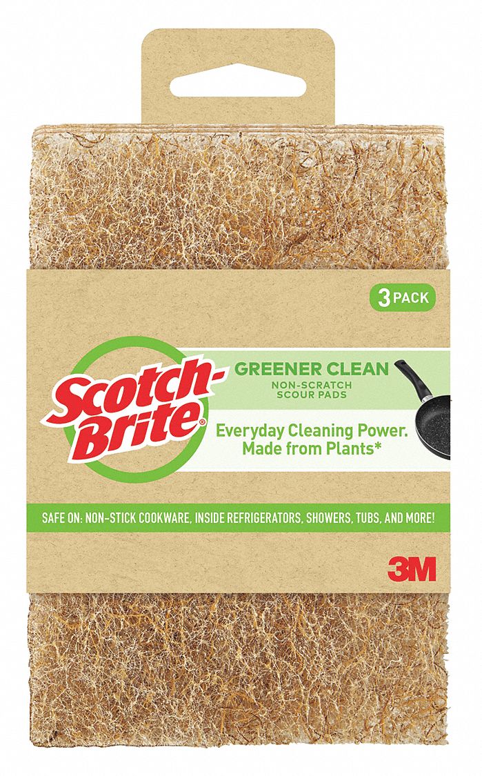 Scotch-Brite 6 in x 4 in Natural Fiber Scouring Pad, Brown, 3PK - 97223-3-12