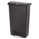Rubbermaid Slim Jim Resin Step-On Container, Front Step Style, 18 Gal, Black - RCP1883613