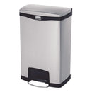 Rubbermaid Slim Jim Stainless Steel Step-On Container, Front Step Style, 13 Gal, Black - RCP1901992