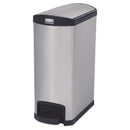Rubbermaid Slim Jim Stainless Steel Step-On Container, End Step Style, 13 Gal, Black - RCP1901993