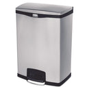 Rubbermaid Slim Jim Stainless Steel Step-On Container, Front Step Style, 24 Gal, Black - RCP1901999