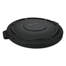 Rubbermaid Rnd Flat Top Lid For 10 Gal Round Brute Containers, 16" Diameter, Black - RCP1926826