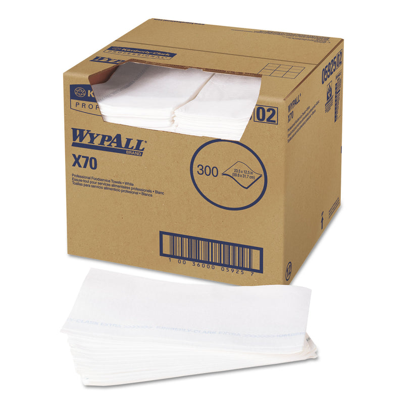 Wypall X70 Wipers, Kimfresh Antimicrobial, 12 1/2 X 23 1/2, White, 300/Box - KCC05925