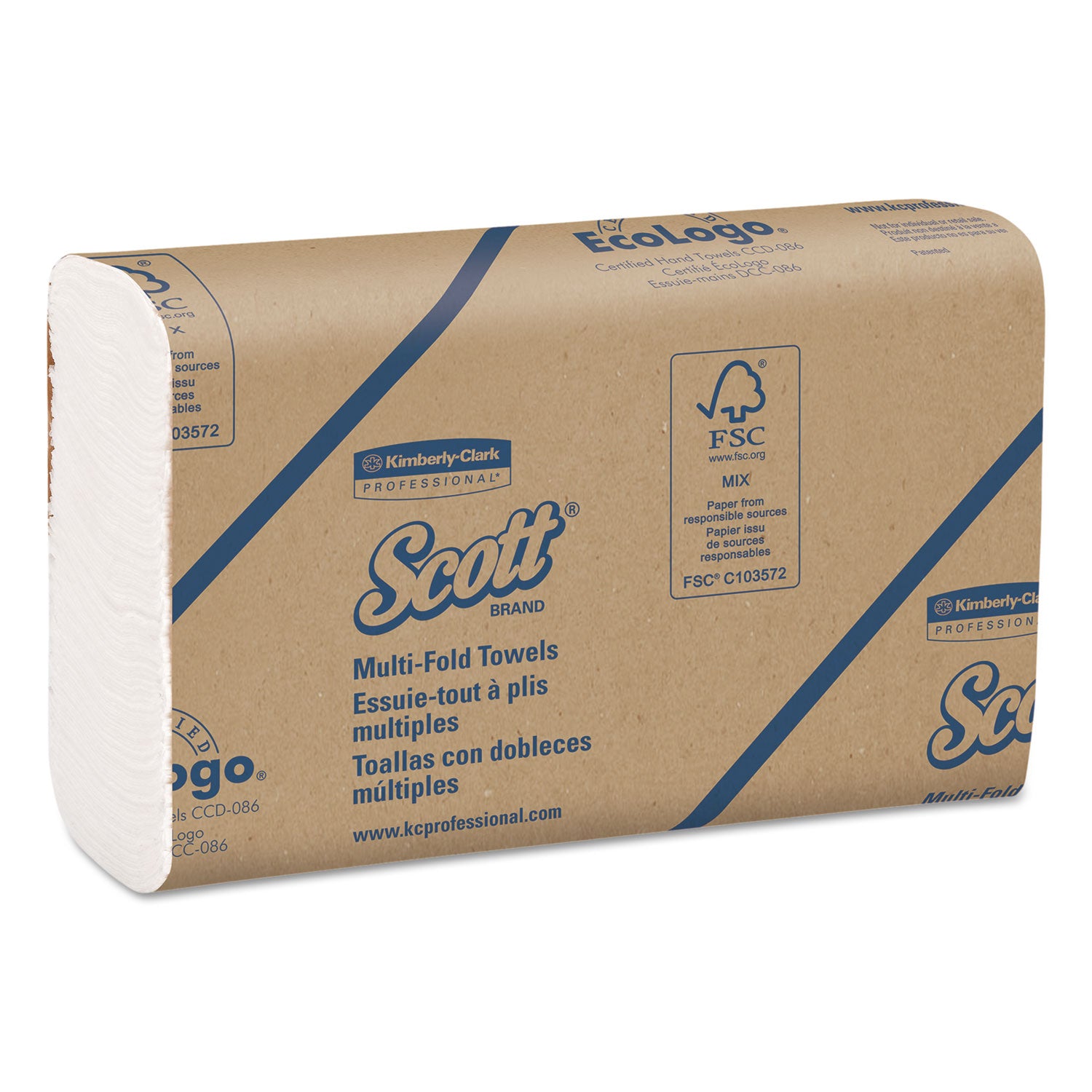 Scott Multi-Fold Towels, Absorbency Pockets, 9 2/5 X 9 1/5, White, 250 Sheets/Pack - KCC03650