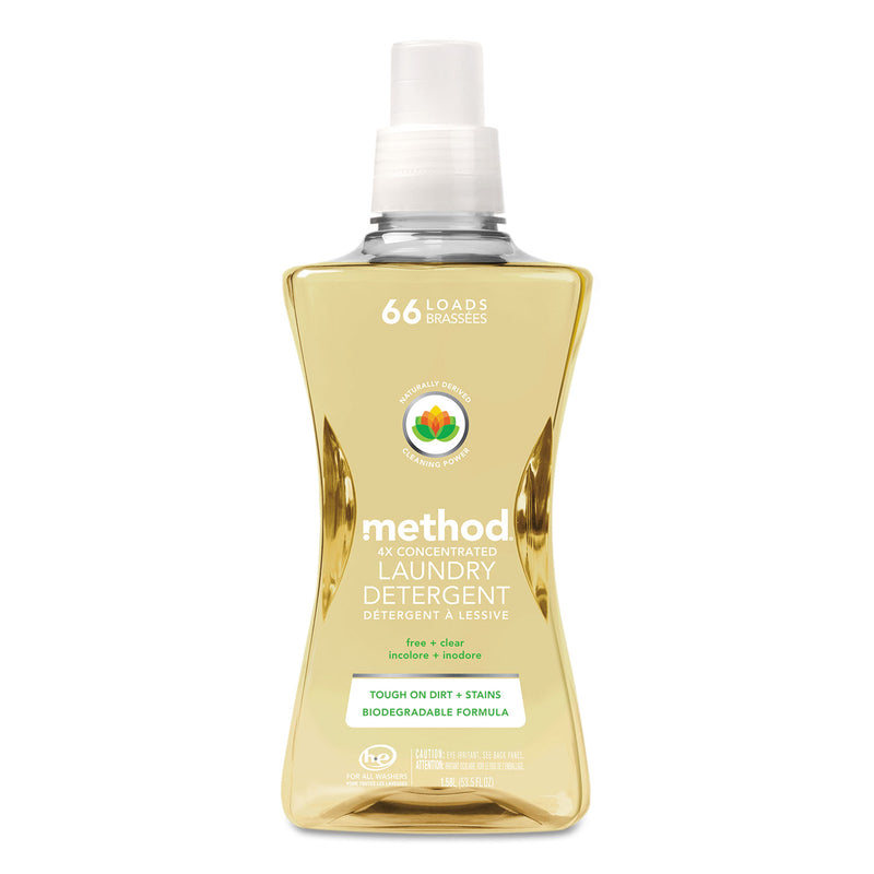 Method 4X Concentrated Laundry Detergent, Free & Clear, 53.5 Oz Bottle, 4/Carton - MTH01491